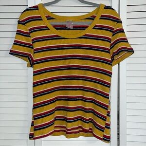 No Boundaries Yellow and Red Striped Baby Tee / Size XXL
